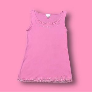 pink lace tank top with rhinestones!!